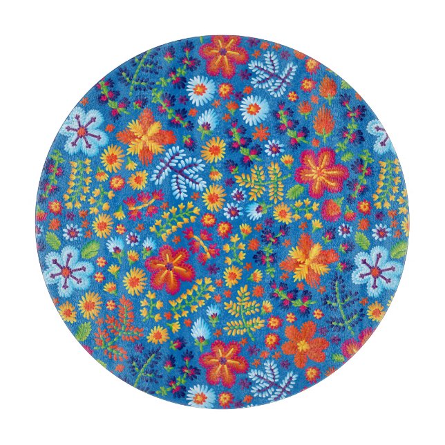 Floral Embroidery Pattern Cutting Board (Front)