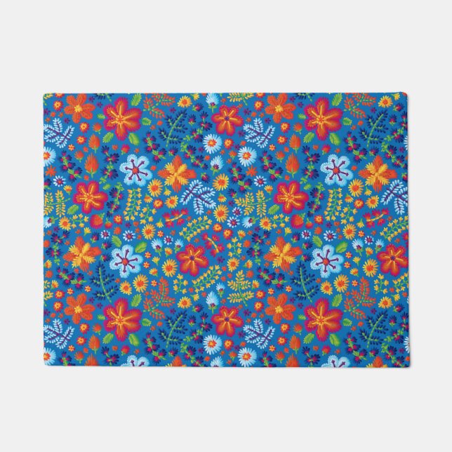 Floral Embroidery Pattern Doormat (Front)