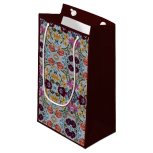 Floral Embroidery Pattern with Beautiful Flowers Small Gift Bag