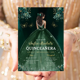 Floral Emerald Green Dress Birthday Quinceanera