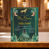 Floral Emerald Green Gold Boots Horse Quinceanera