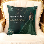 Floral Emerald Green Princess Quinceanera Cushion<br><div class="desc">Add a touch of elegance to your celebration with the Floral Emerald Green Princess Quinceañera Throw Pillow. This beautiful decorative piece features a rich emerald green backdrop adorned with delicate floral accents, perfectly capturing the charm and sophistication of a princess-themed quinceañera. Ideal for enhancing your event décor or as a...</div>
