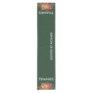 Floral Emerald Green Thanksgiving Dinner Short Table Runner