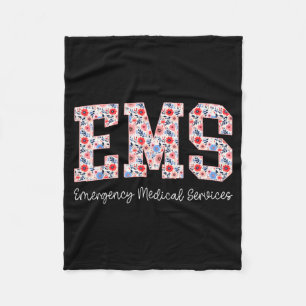 Floral Ems Emergency Medical Services Emt Wildflow Fleece Blanket