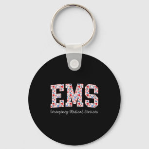 Floral Ems Emergency Medical Services Emt Wildflow Key Ring