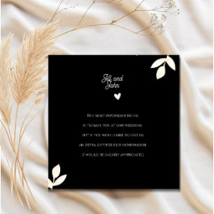 Floral Encloser Card Elegant Black and Cream 