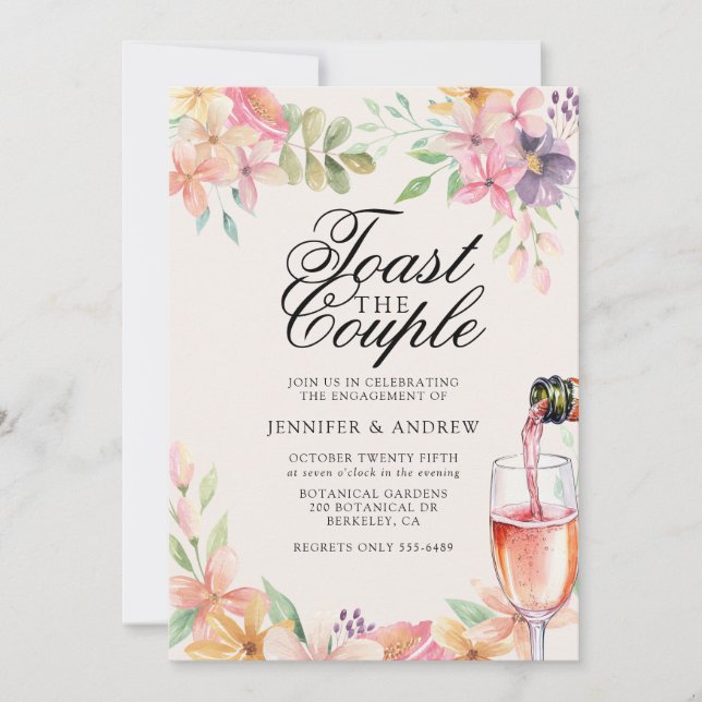 Floral Engagement Party  Invitation (Front)