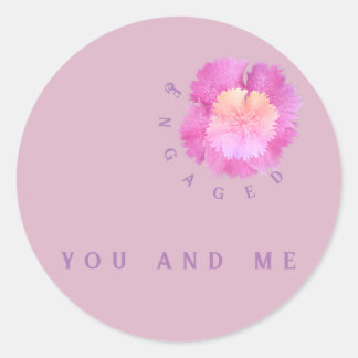 Floral engagement :pink blossoms on classic round sticker