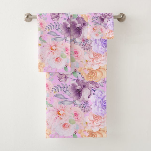 Floral English Tea Garden Pastel Towel (Insitu)