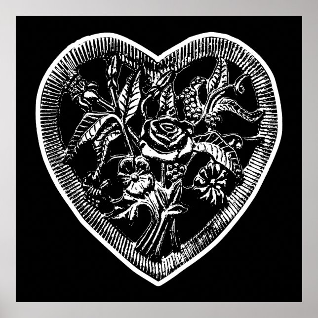 Floral Enigma Black and White Graphic Art Poster (Front)