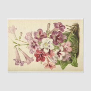 Floral Ephemera Decoupage Pink Purple Flowers Tissue Paper