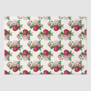 Floral Ephemera Decoupage Pink Rose Cream Pattern Tissue Paper