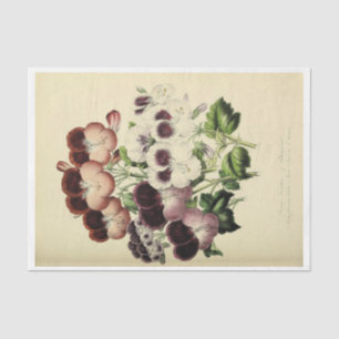 Floral Ephemera Decoupage Purple White Pansies Tissue Paper