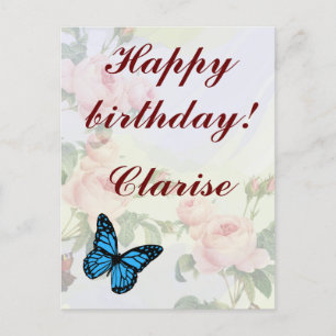 Floral Ephemera vibrant colour pink art Postcard