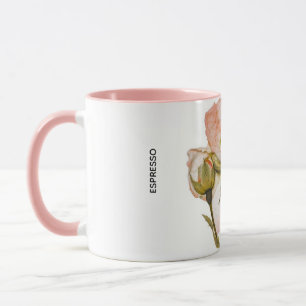 Floral Espresso Coffee Mug – White & Pink Two-Tone