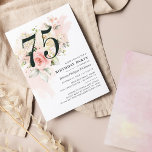 Floral Eucalyptus 75th Birthday Invitation<br><div class="desc">Cute and modern, yet elegant 75th birthday party invitations. Featuring a trendy layout and watercolor floral and greenery eucalyptus and pink blush. Perfect for any age birthday party invitation. The template that can be easily edited and the text replaced with your own details by clicking the "Personalise" button. For further...</div>