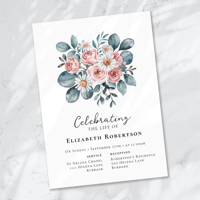 Floral Eucalyptus Boho Funeral Invitation (Creator Uploaded)