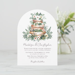 Floral Eucalyptus Cake Wedding Invitation