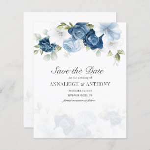 Floral Eucalyptus Dusty Blue Save The Date
