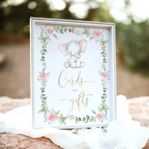 Floral eucalyptus elephant Cards and gifts Poster