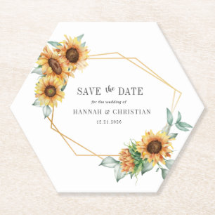 Floral Eucalyptus Geometric Save the Date Paper Coaster