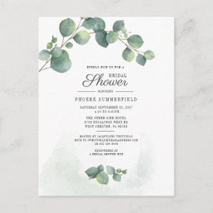 Floral Eucalyptus Greenery Botanical Bridal Shower Invitation Postcard