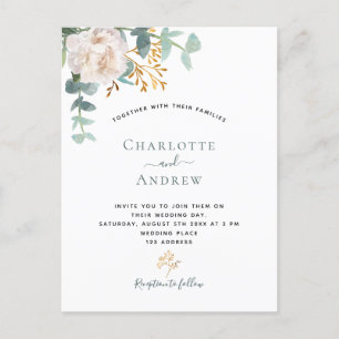 Floral eucalyptus greenery elegant modern wedding postcard