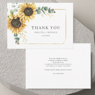 Floral Eucalyptus Greenery Sunflower Wedding Thank You Card