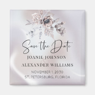 Floral Eucalyptus Luxe Pearl Wedding Save the Date Magnet