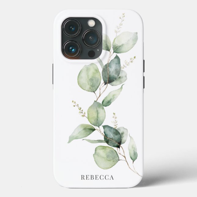 Floral Eucalyptus Script Succulent Greenery Case-Mate iPhone Case (Back)
