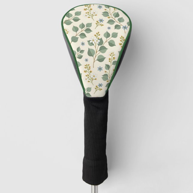 Floral eucalyptus seamless pattern golf head cover (Front)