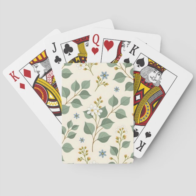 Floral eucalyptus seamless pattern playing cards (Back)