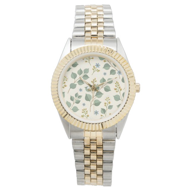 Floral eucalyptus seamless pattern watch (Front)
