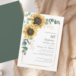 Floral Eucalyptus Sunflower 60th Birthday Party Invitation