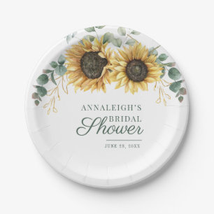 Floral Eucalyptus Sunflower Greenery Bridal Shower Paper Plate