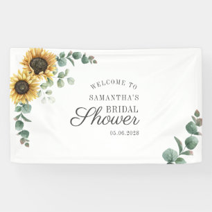 Floral Eucalyptus Sunflower Script Bridal Shower Banner