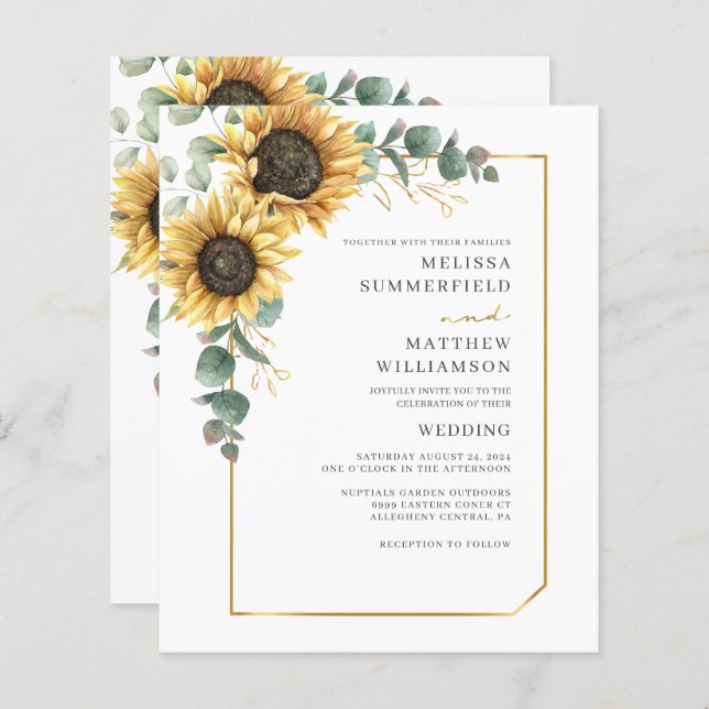 Floral Eucalyptus Sunflower Wedding All-in-One (Front/Back)