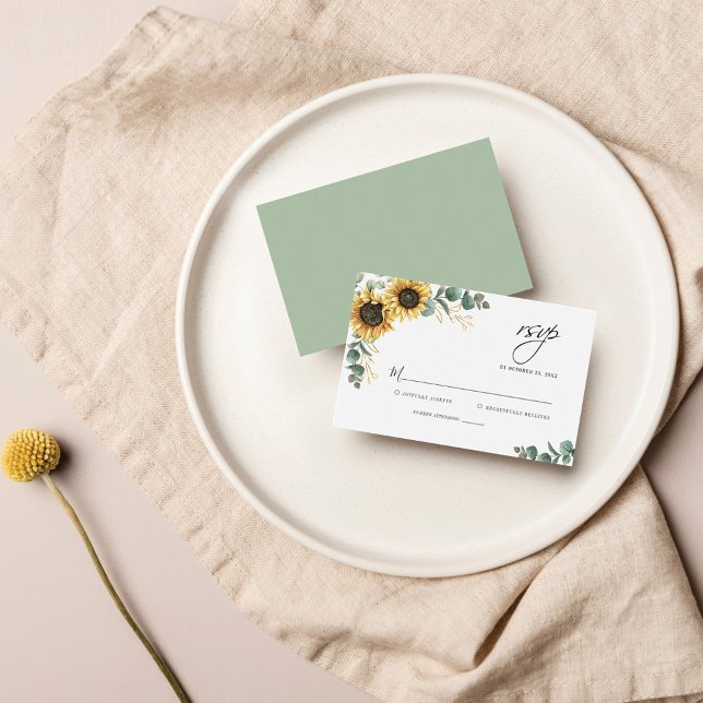 Floral Eucalyptus Sunflower Wedding RSVP Card (Creator Uploaded)