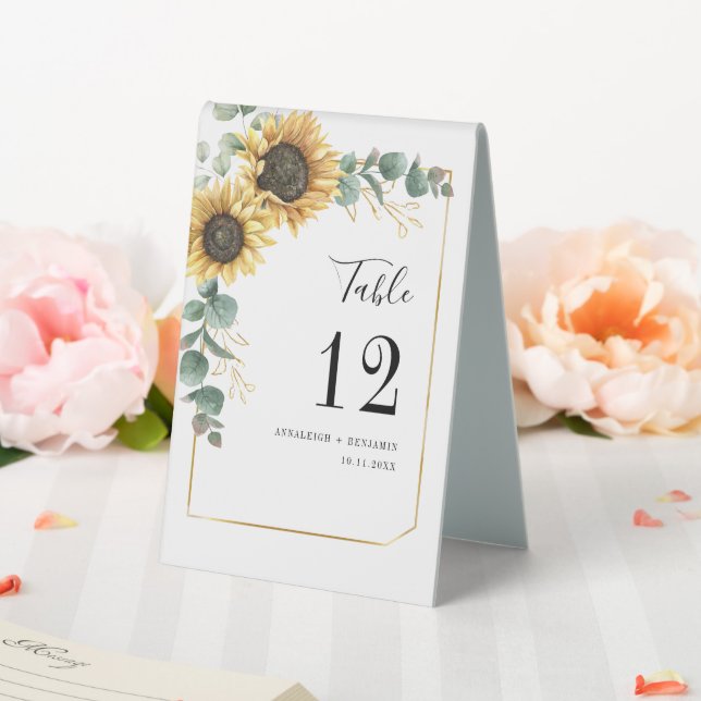 Floral Eucalyptus Sunflower Wedding Seat Number (In SItu (Wedding))