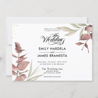 Floral Eucalyptus Watercolor Budget Wedding Invitation
