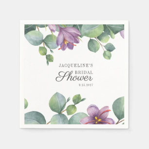 Floral Eucalyptus Watercolor Script Bridal Shower Napkin