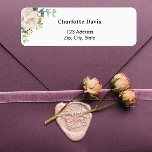 Floral eucalyptus white return address  label