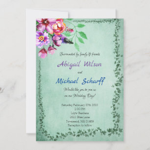 Floral Evergreen Wedding Invitations