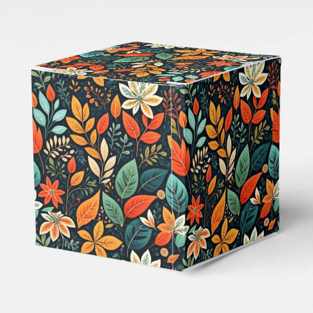 Floral Exotic Flowers Pattern Favour Box (Front Side)