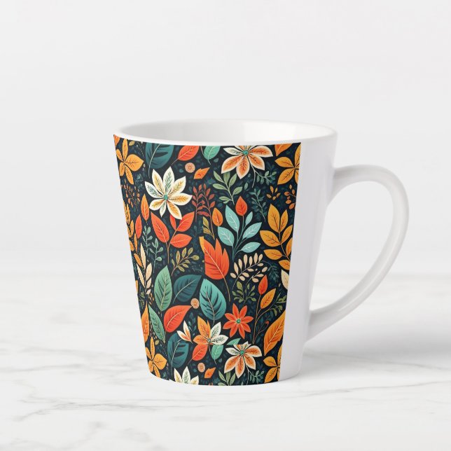 Floral Exotic Flowers Pattern Latte Mug (Right)
