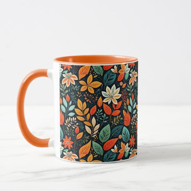Floral Exotic Flowers Pattern Mug (Left)