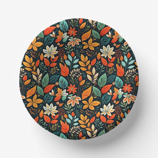 Floral Exotic Flowers Pattern Paper Plate (Front)