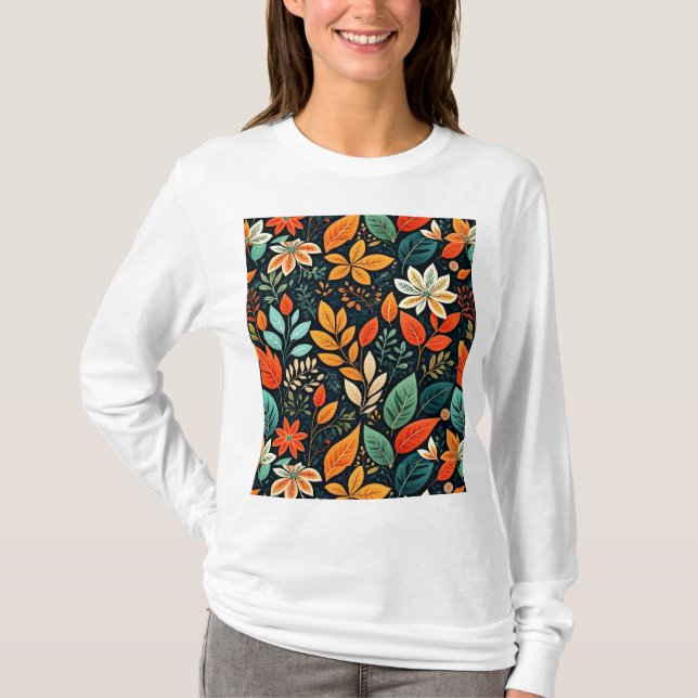 Floral Exotic Flowers Pattern T-Shirt (Front)
