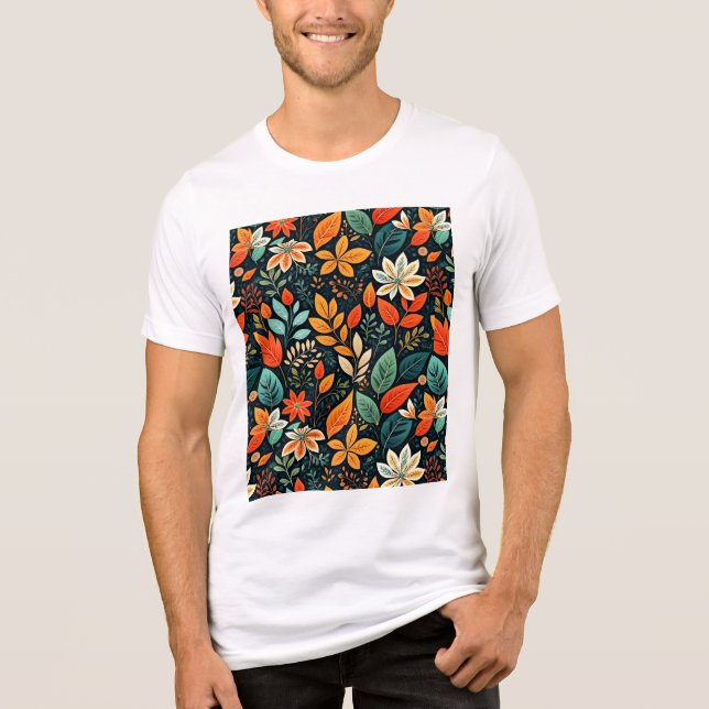 Floral Exotic Flowers Pattern Tri-Blend Shirt (Front)