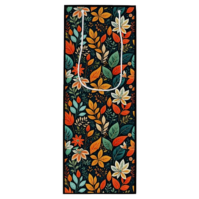 Floral Exotic Flowers Pattern Wine Gift Bag (Front)